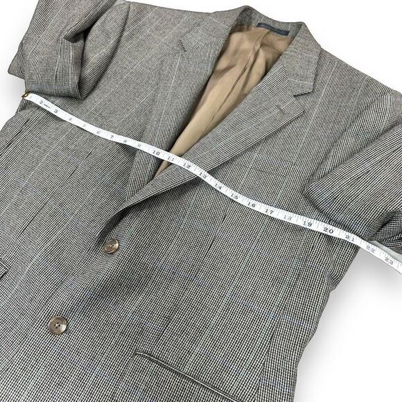 CHAPS Sports Coat Mens 40R Brown Windowpane‎ Lambswool Blazer - Picture 7 of 12